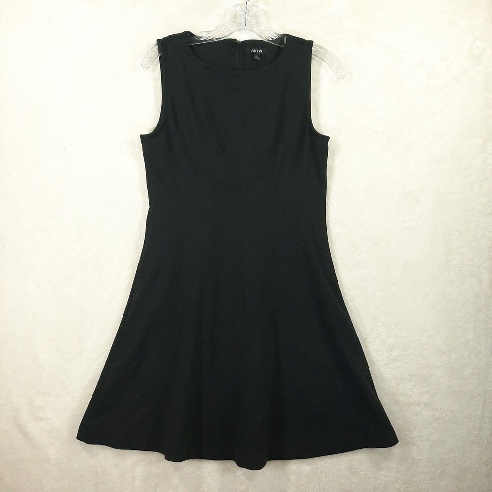 Apt 9 Womens Small Basic Black Sleeveless Fit Flare Dress Princess Seam Gothcore